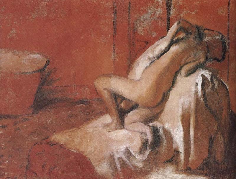 Edgar Degas Lady toweling off her body after bath